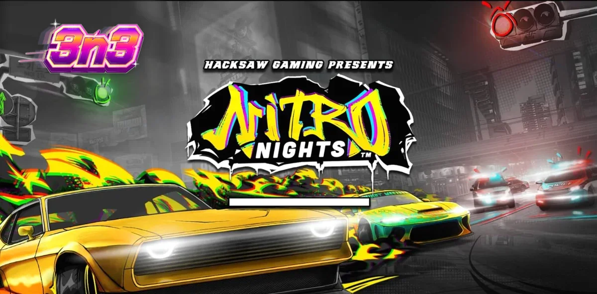 Interface visual do slot Nitro Nights com tema de corrida de rua neon